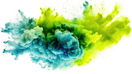 Yellow and Green Powder Explosion