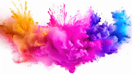 Fototapeta na wymiar Colorful Powder Explosion on White Canvas