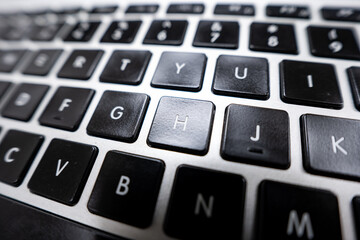 Close up of keyboard of a modern laptop