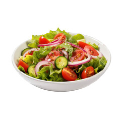 A delicious and healthy salad in a white bowl on a table