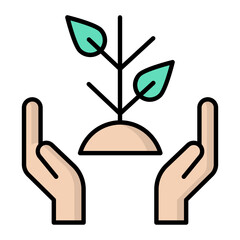 Plant Care Line Color Icon