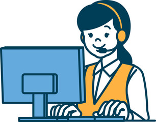 コールセンターの女性のイラスト