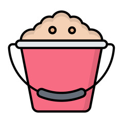Sand Bucket Line Color Icon