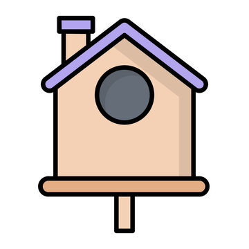 recommend clip art: Bird House Line Color Icon