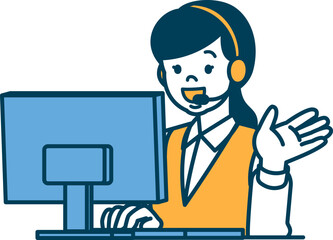 コールセンターの女性が案内をしているイラスト