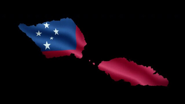  4K waving national flag of Samoa on the map. Loop alpha channel seamless Samoan flag on territory. Outline geographic country border of Niger stock video.