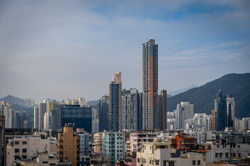Fototapeta na wymiar Hong Kong skyline in a sunny day