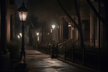 Fototapeta na wymiar old street in the night made by midjeorney