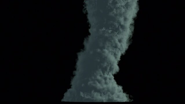 A birth of tornado isolated on black background with alpha matte.