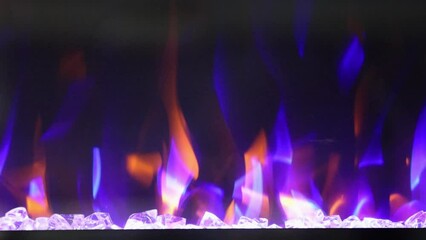 Blue Flame Fire Effects at Built in Electric Fireplace Home Decoration