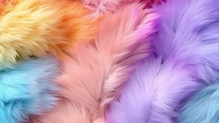 Obraz premium multicolored faux fur rainbow gradient.