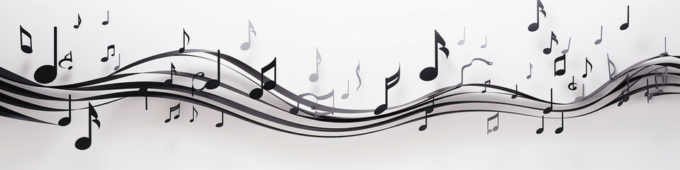 white and black background music with long row theme notes.