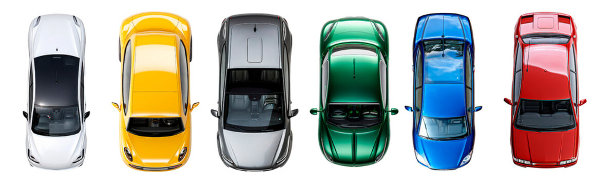 Fototapeta Blue Metallic Abstract Car Top View. Realistic Illustration. Ai Generative