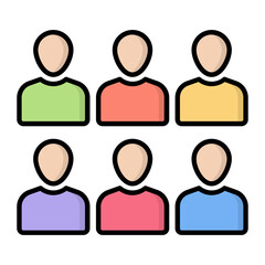 Team Members Line Color Icon