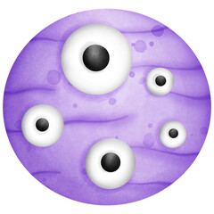 Single purple cookie halloween with eyeball illustration