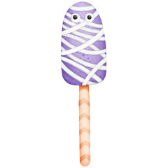 Single purple icecream mummy ghost halloween illustration