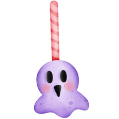 Single purple little ghost candy halloween illustration