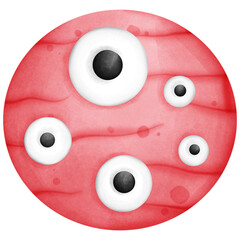 Single red cookie halloween with eyeball illustration