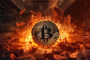 Bitcoin on fire material