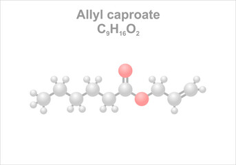 Simplified scheme of the allyl caproate molecule. Use for the formulation of pineapple flavors.