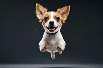 black and white dog flying generative by AI tool