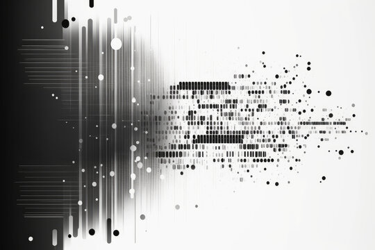 Black and white big data information flow material, generated by AI