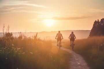 Two people riding outdoors