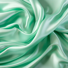 Fototapeta premium Green silk and satin fabric, green silk background, background, desktop wallpaper, designer background