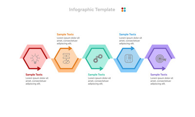 Five Steps or processes hexagon infographic with icon. Vector Infographic.