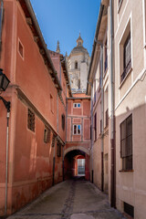 Arch at Jewish Quarter with Segovia Cathedral Tower - Segovia, Spain