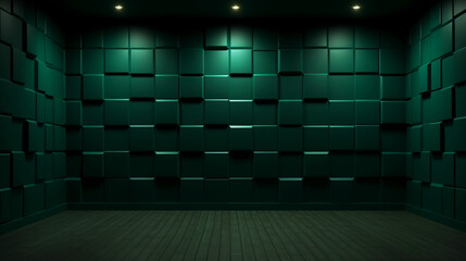 Interior empty green room. Copy space. Modern design.  Generative AI