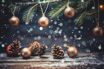Obraz na płótnie Canvas year card background tree decoration new poster gold christmas holiday snowflakes christmas. Generative AI.
