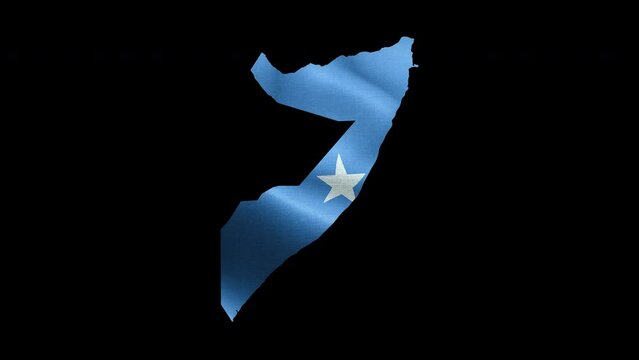  4K waving national flag of Somalia on the map. Loop alpha channel seamless Somalian flag on territory. Outline geographic country border of Niger stock video.