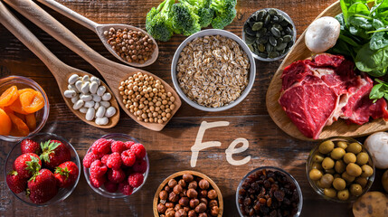 Composition with food products rich in iron