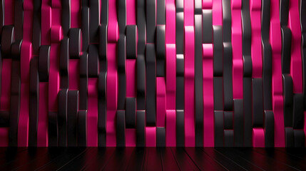 Interior empty dark black and pink room. Background with copy space. Modern futuristic design. Generative AI