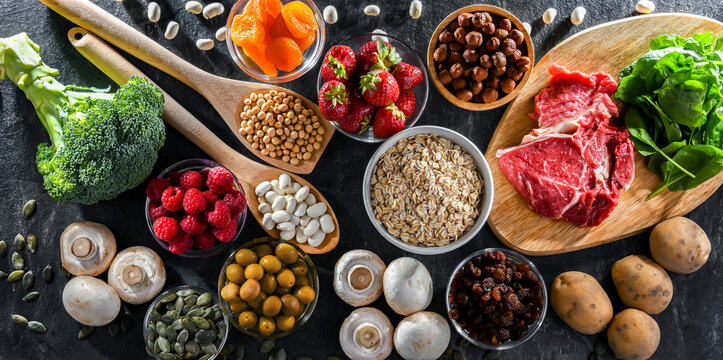Composition with food products rich in iron