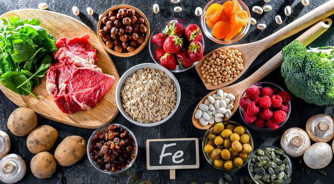 Composition with food products rich in iron