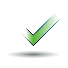 Green check mark icon. The vector is isolated on a gray background