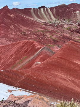 colored rainbow mountains in Peru. Red valley