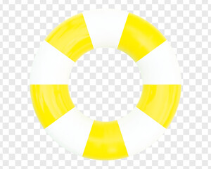 Obraz premium 3d rescue life buoy icon on isolated background. Rubber ring or inflatable buoy yellow and white colors. Stock vector illustration..
