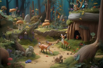 deer in the forest made by midjeorney
