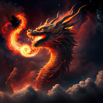 Chinese dragons in the sky