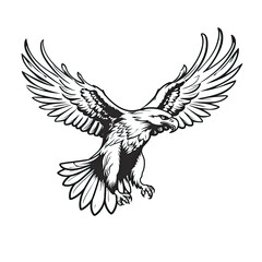 Naklejka premium a drawing of a eagle in black and white. Tattoo idea for a wildlife theme.