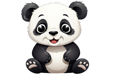 Naklejka premium cute Chinese new year panda smiling, white isolated background PNG