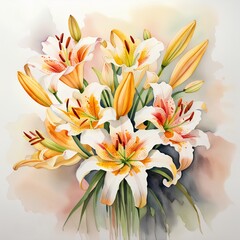Obraz na płótnie Canvas Luminescent Elegance: An AI-Generated Lily in Blossom
