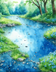 Obraz na płótnie Canvas river in the forest