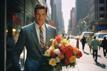 Businessman with flowers