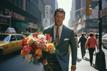 Businessman with flowers