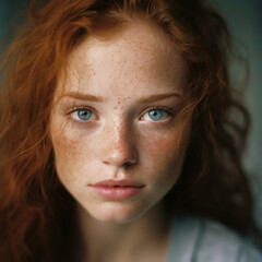 Portrait of a beautiful young redhead woman