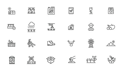 Agriculture icon set. Ecology line icons set. Planting Icon set